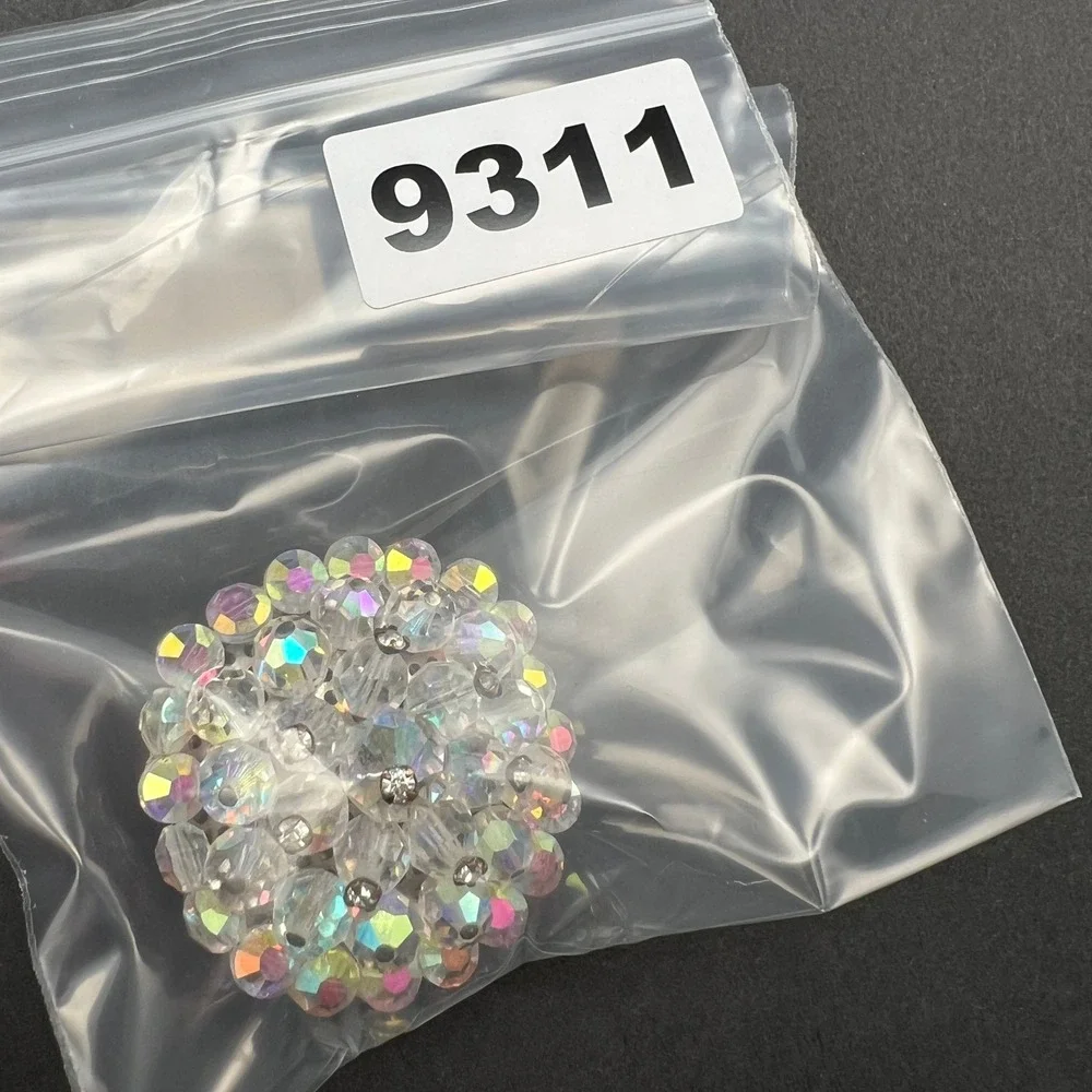 Vintage Brooch AB Crystal Cluster Rhinestones Domed 60s